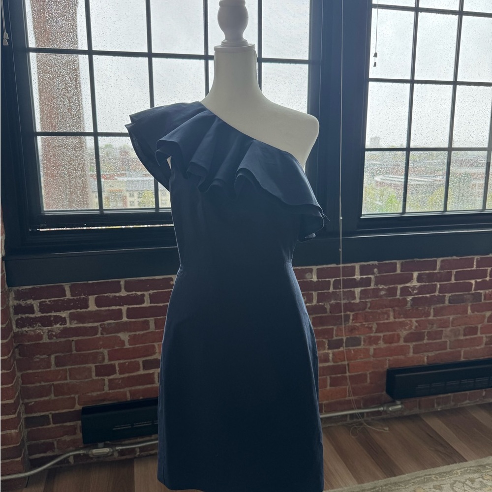 J. Crew Blue One-Shoulder Sheath Cocktail Dress